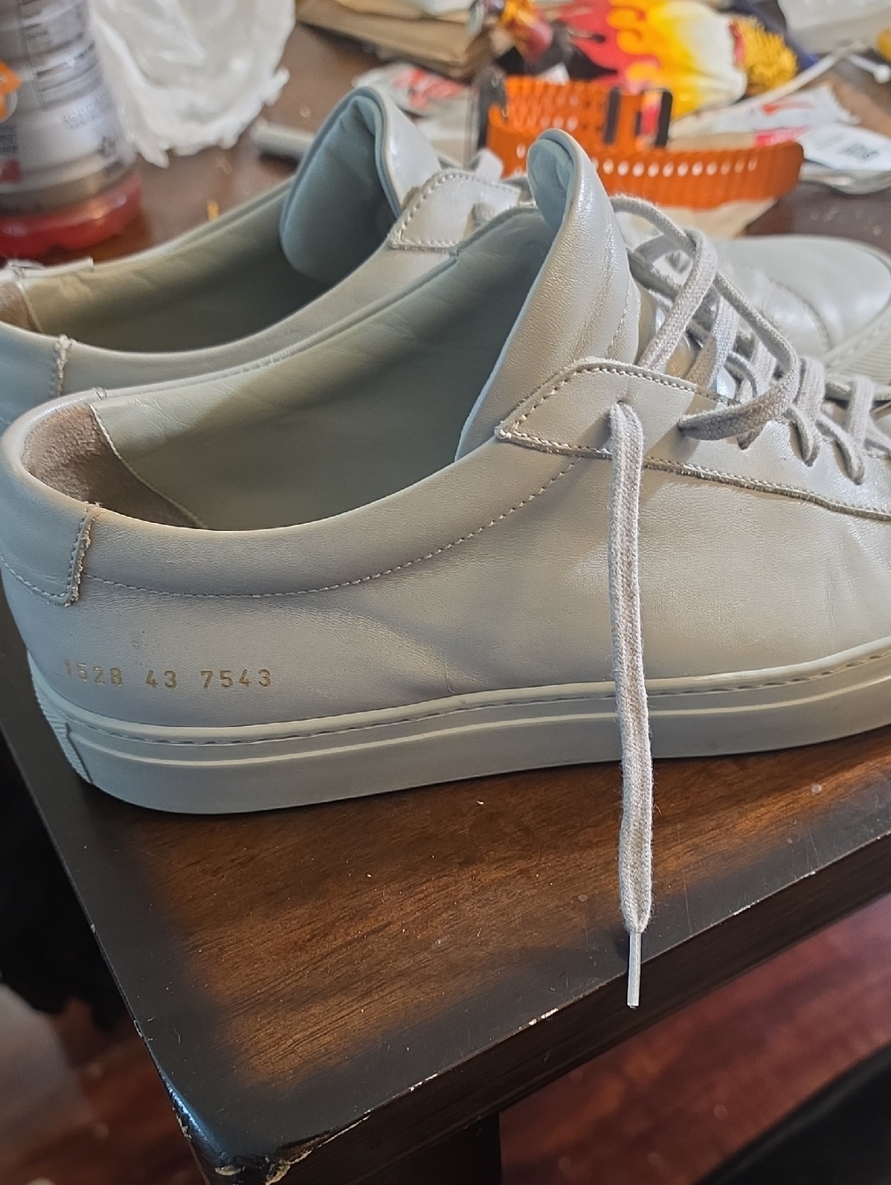 Common Projects Men's Leather Sneakers in Pale Gray